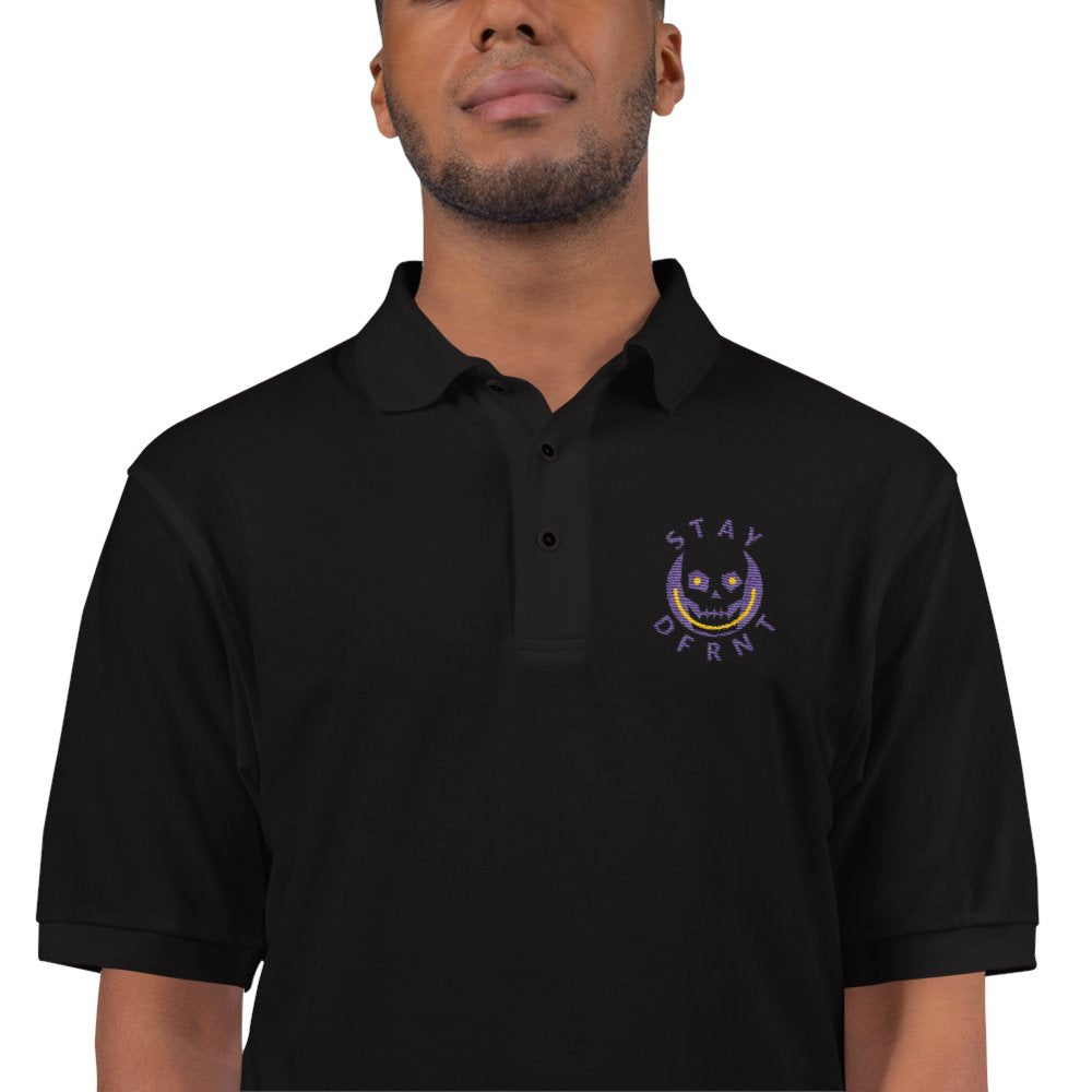 STAY DFRNT SKULL | black | embroidered polo