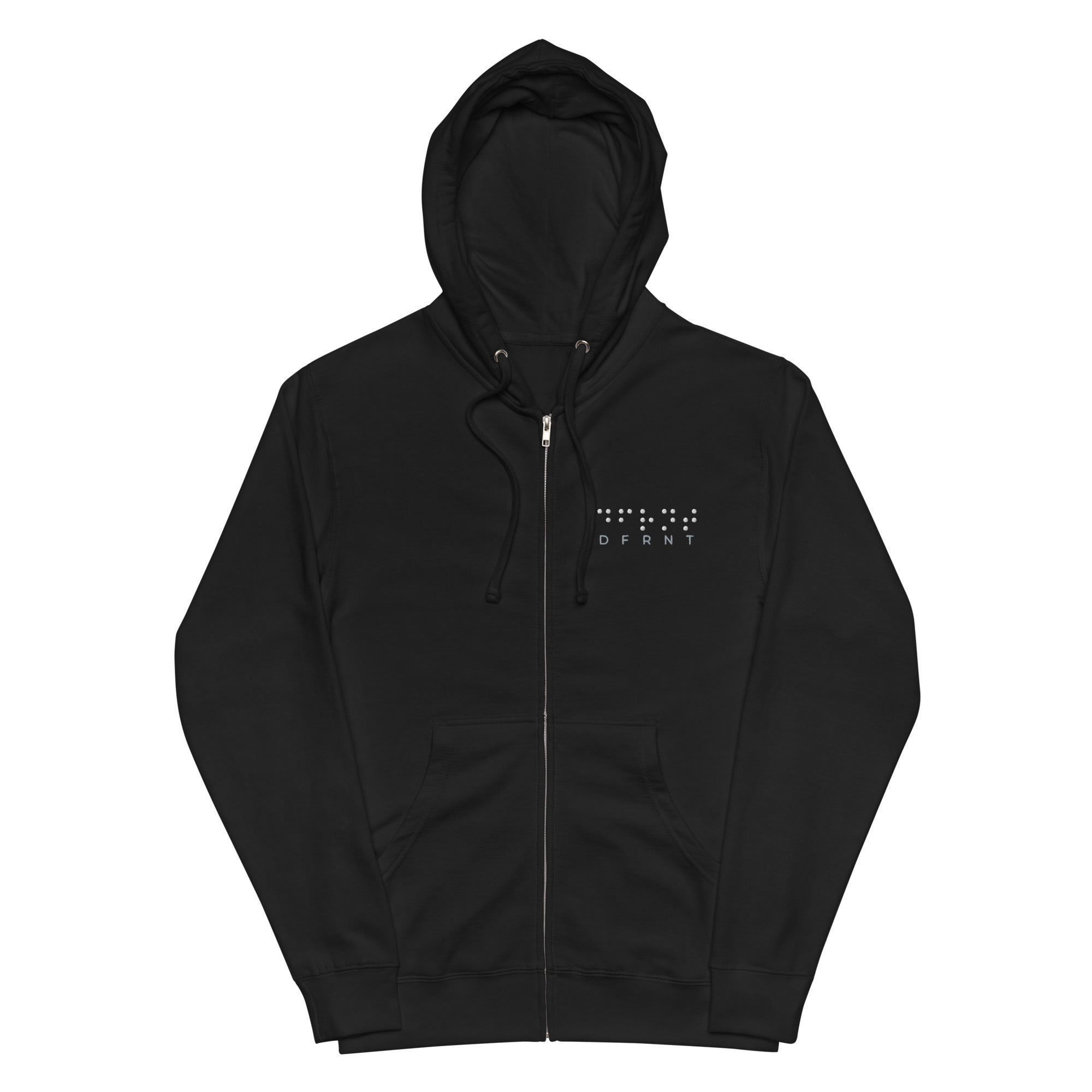 DFRNT BRAILLE | embroidered relaxed zip hoodie